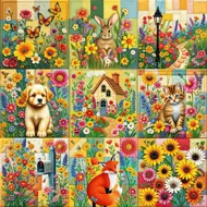 Puzzle Cottage Garden Nine Patch Quilt Block