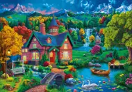 Puzzle Farebný dom pri jazere