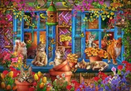 Puzzle Ciro Marchetti: Mačky na okennom parapete