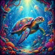 Puzzle Okrągły wzór z motywem żółwia morskiego