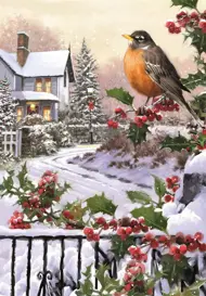 Puzzle Klasická vianočná kolekcia: Vtáky v záhrade
