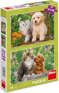 Puzzle 2x48 Psík a mačička
