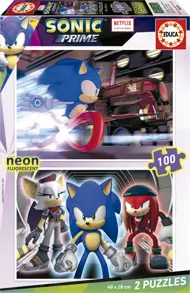 Puzzle 2x100 Sonic prime - svietiace