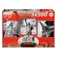 Puzzle 3x500 New York, Paríž, Londýn