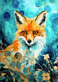 Puzzle Renard roux sur fond bleu
