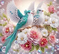 Puzzle Diamantová maľba: Vtáky na konári 30x40cm