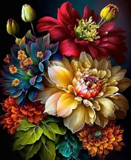 Puzzle Diamantová maľba: Kytica s pivonkami 30x40cm