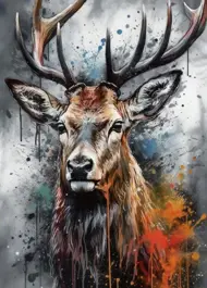 Puzzle Diamantová maľba: Jeleň (kresba) 30x40cm