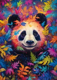 Puzzle Panda v dúhovom lese