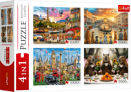 Puzzle 4x1000 Premium Plus: Maľované mestá + Capibaras